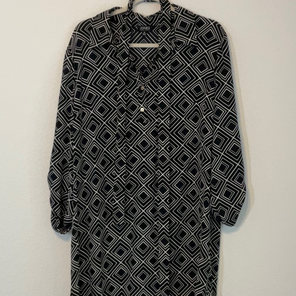 Jones New York Shift Dress Black White Size 16